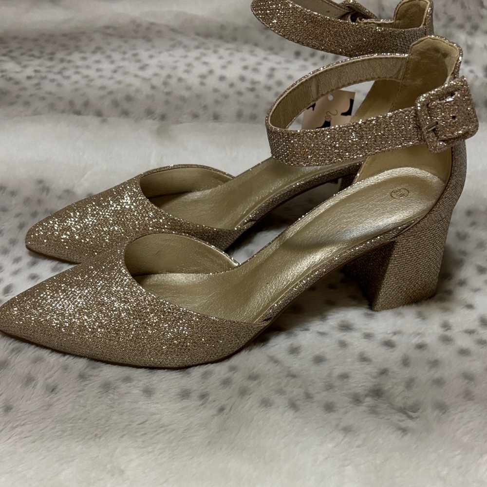 Hosio Glittering Gold Women's Heels - Picture 4 of 8